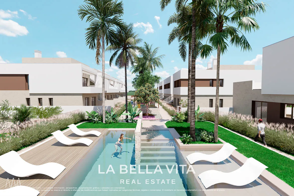 New Build Bungalow-Type Apartments for sale in Serena Golf, Los Alcázares ground and top floor