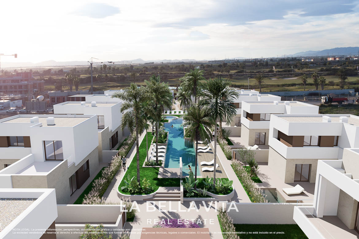 New Build Bungalow-Type Apartments for sale in Serena Golf, Los Alcázares ground and top floor
