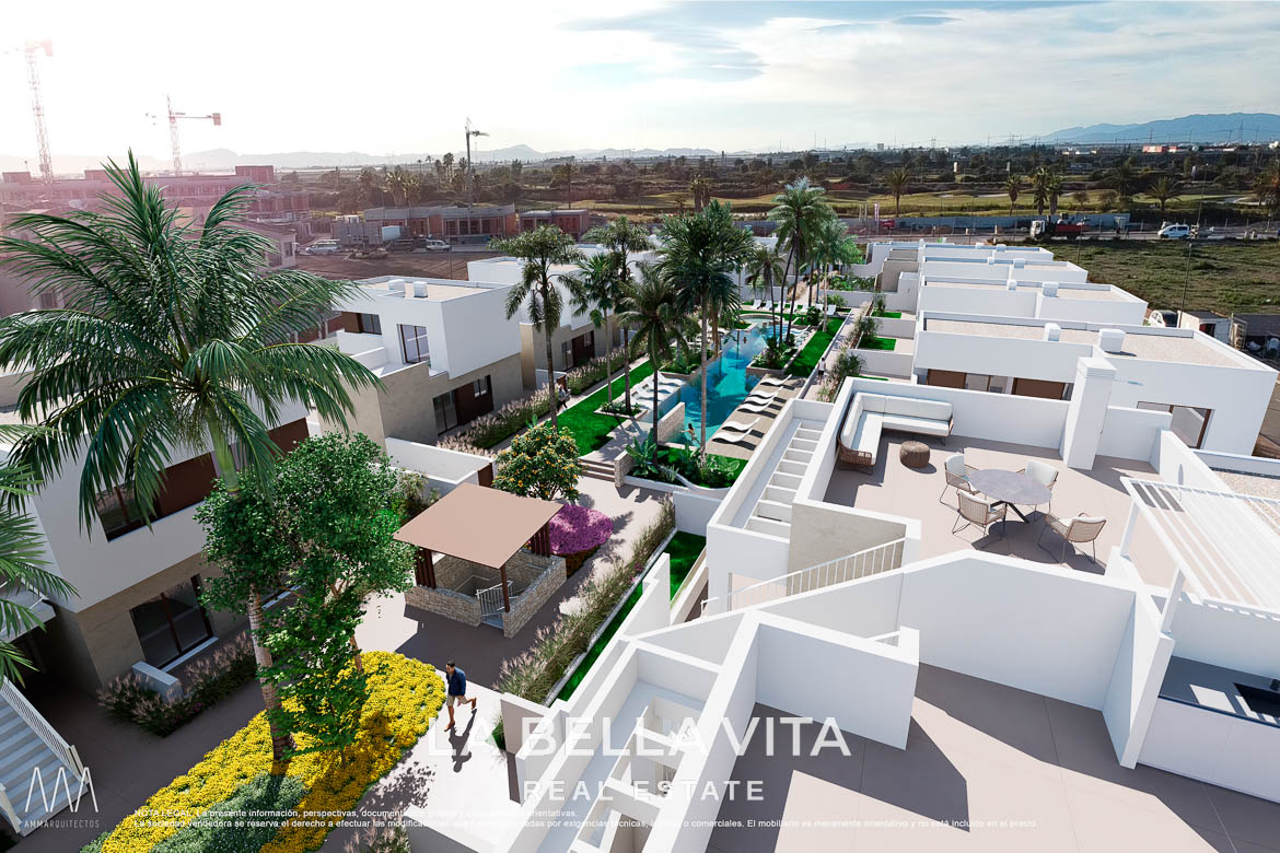 New Build Bungalow-Type Apartments for sale in Serena Golf, Los Alcázares ground and top floor