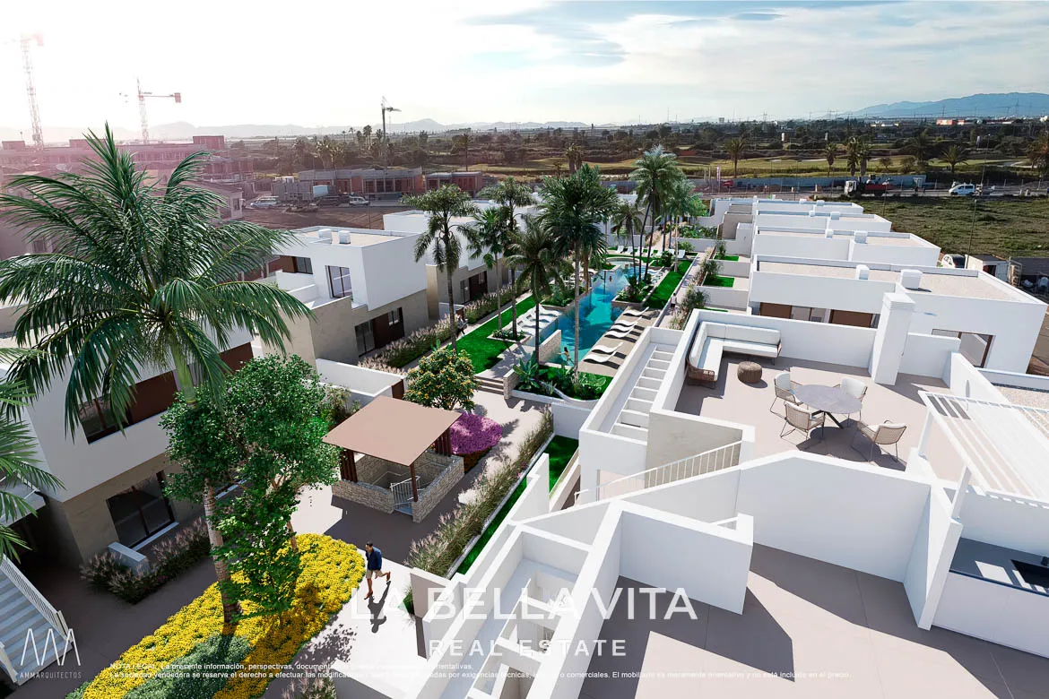 New Build Bungalow-Type Apartments for sale in Serena Golf, Los Alcázares ground and top floor