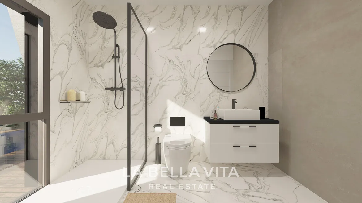 Modern New Build Villas for sale on One Floor in Torrevieja with closed garage and solarium - Sunset & Lake View