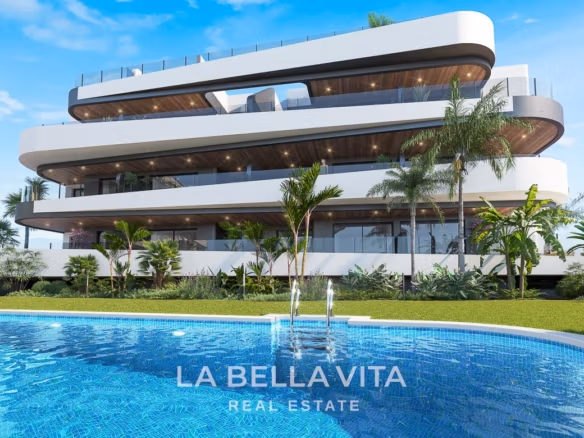 New Build 2-bedroom Luxury Apartments for sale in Los Alcazares – Frontline Serena Golf Sea Views