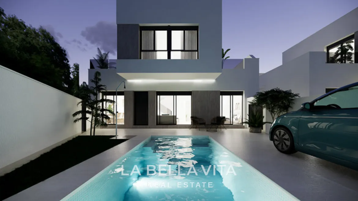 New Build Corner Villas for sale in San Fulgencio, Alicante – South-Facing, Modern with Private Pools