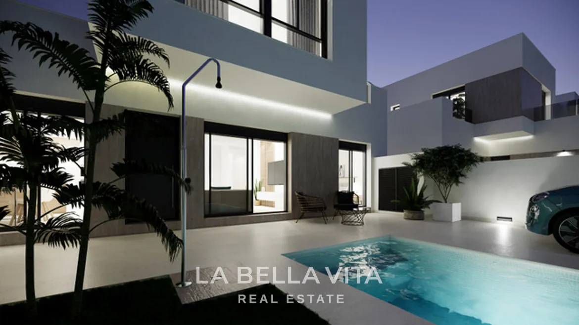 New Build Corner Villas for sale in San Fulgencio, Alicante – South-Facing, Modern with Private Pools
