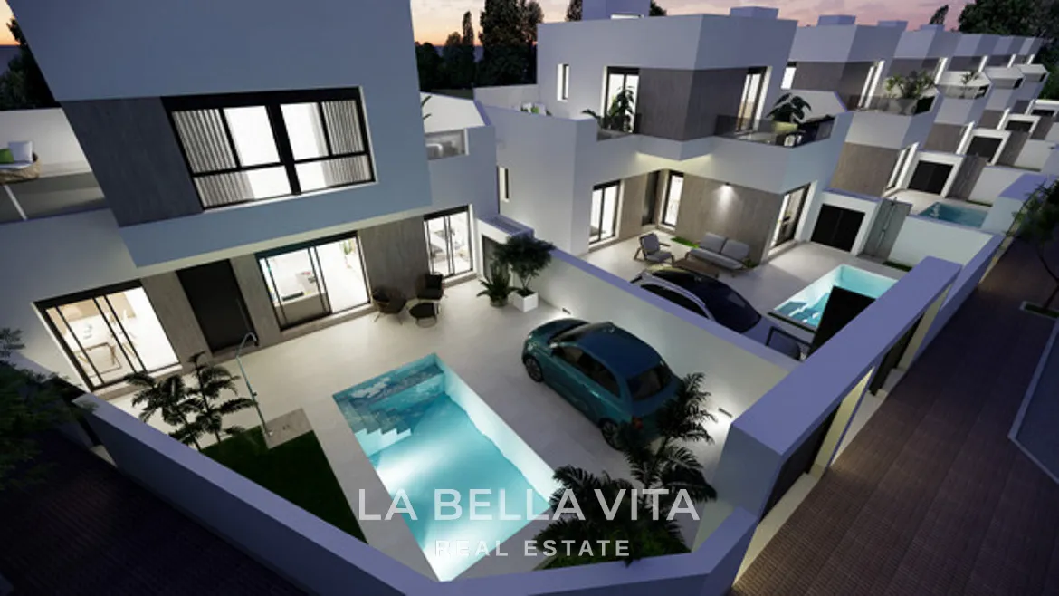 New Build Corner Villas for sale in San Fulgencio, Alicante – South-Facing, Modern with Private Pools
