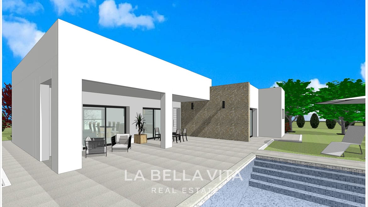 Rustic Land New Build Villas with private pools for sale in Aspe, Alicante Inland, Spain