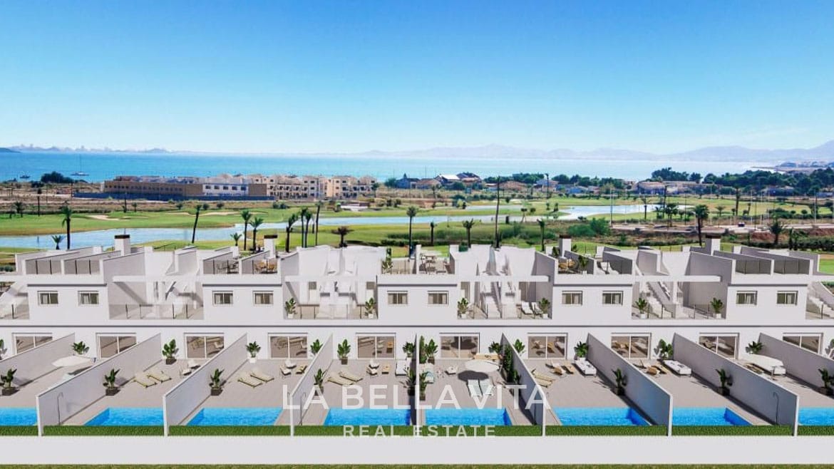 Affordable New Build Frontline Golf Properties with Garages for sale on La Serena Golf in Los Alcázares, Murcia