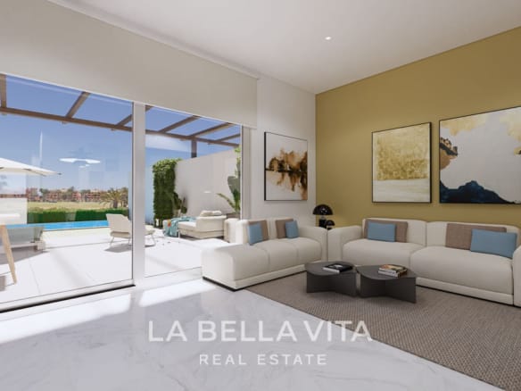 Affordable New Build Frontline Golf Properties with Garages for sale on La Serena Golf in Los Alcázares, Murcia