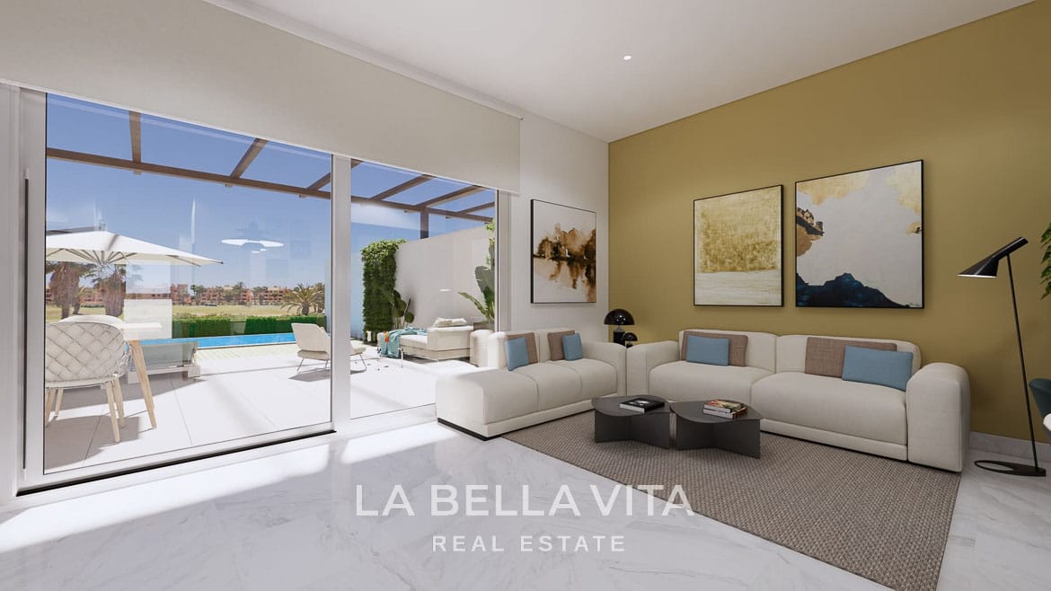 Affordable New Build Frontline Golf Properties with Garages for sale on La Serena Golf in Los Alcázares, Murcia