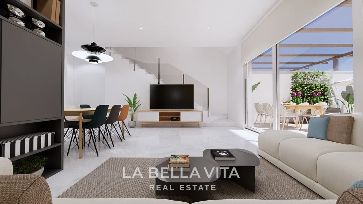 Affordable New Build Frontline Golf Properties with Garages for sale on La Serena Golf in Los Alcázares, Murcia