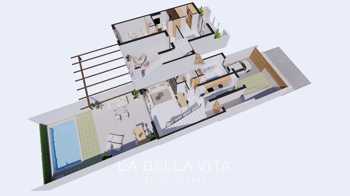 Affordable New Build Frontline Golf Properties with Garages for sale on La Serena Golf in Los Alcázares, Murcia