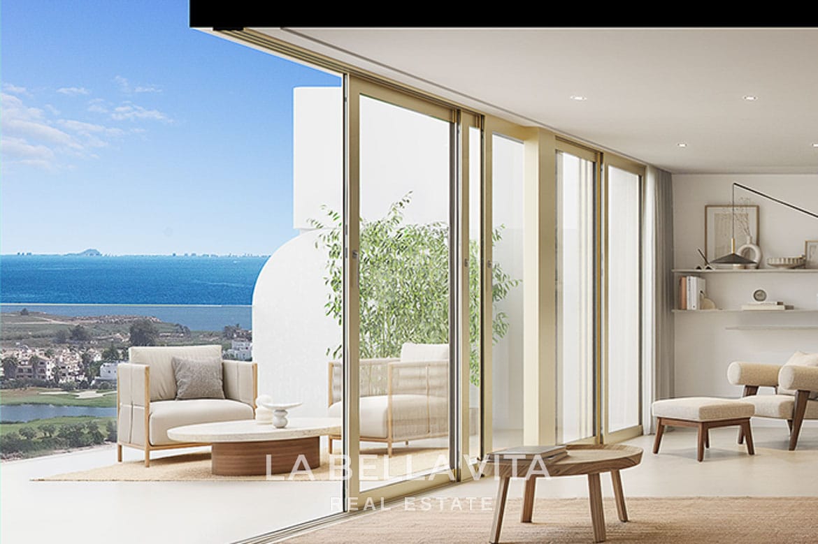 Coastal New Build Modern Golf Apartments with views for sale in La Serena, Los Alcazares, Spain