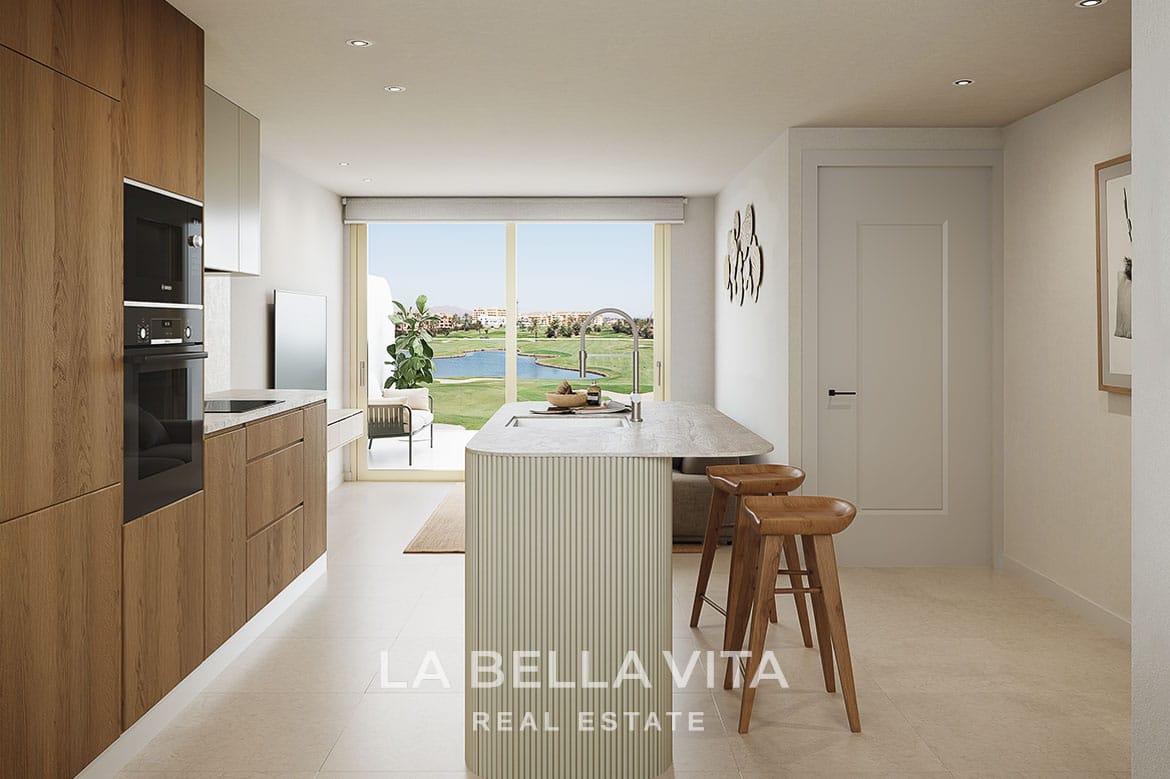 Coastal New Build Modern Golf Apartments with views for sale in La Serena, Los Alcazares, Spain