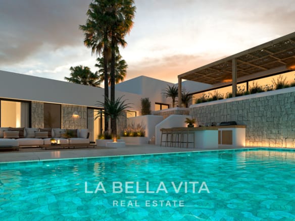 New build Single Storey Ibiza style property with private pool for sale in Javea, Alicante, Spain, Costa Blanca North