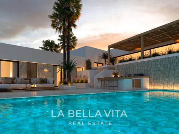 New build Single Storey Ibiza style property with private pool for sale in Javea, Alicante, Spain, Costa Blanca North