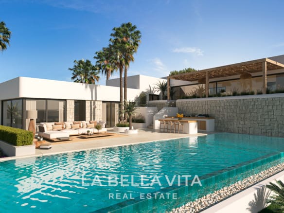 New build Single Storey Ibiza style property with private pool for sale in Javea, Alicante, Spain, Costa Blanca North