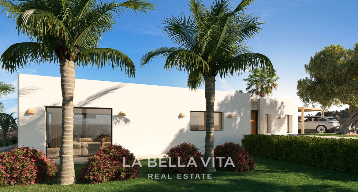 New build Single Storey Ibiza style property with private pool for sale in Javea, Alicante, Spain, Costa Blanca North