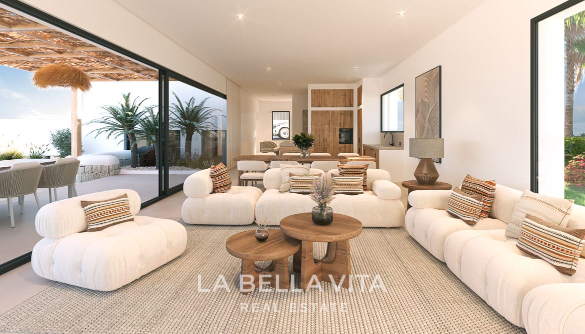 New build Single Storey Ibiza style property with private pool for sale in Javea, Alicante, Spain, Costa Blanca North