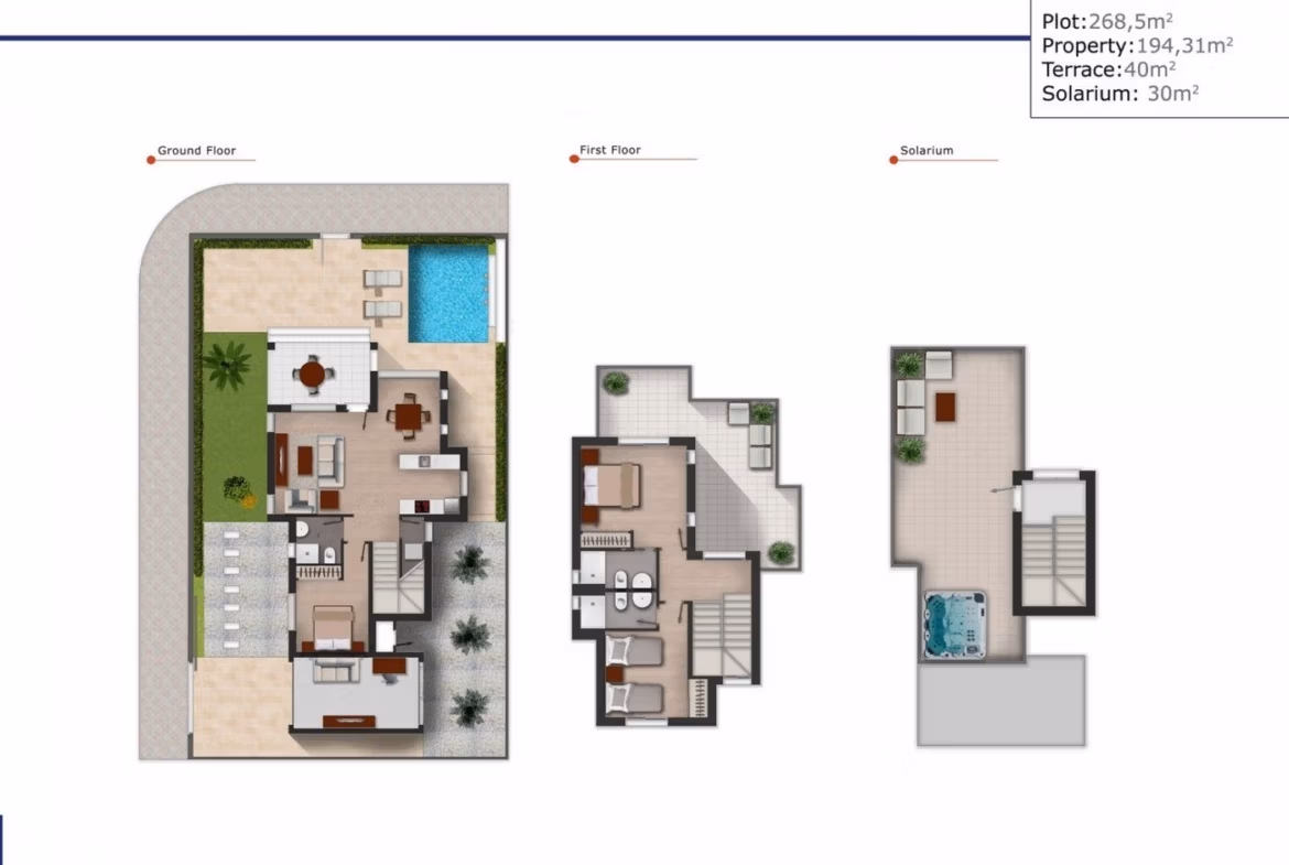 New Build Key Ready Villa with private pool in Los Alcazares, Murcia floor plan