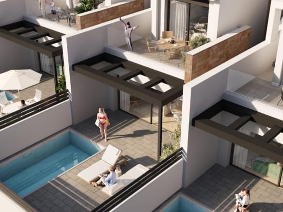 New Build Villas with Private Pool by the sea for sale in Aguas Nuevas, Torrevieja
