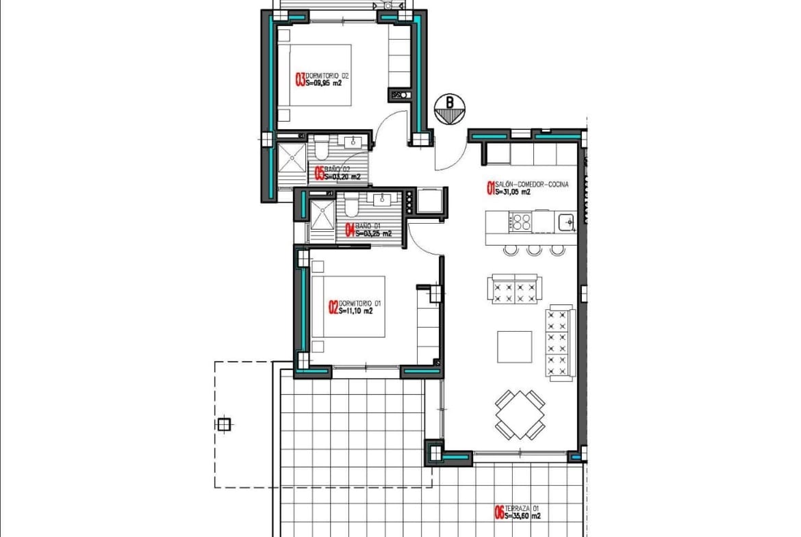 New Build South Facing Apartments for sale in Aguas Nuevas, Torrevieja floor plan