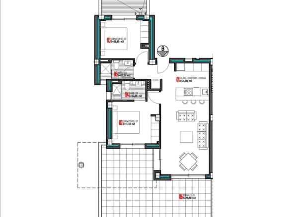 New Build South Facing Apartments for sale in Aguas Nuevas, Torrevieja floor plan