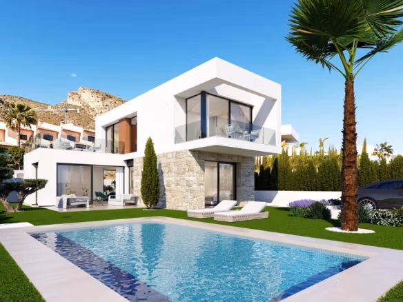 Nieuwbouwvilla's met zeezicht te koop in Sierra Cortina, Finestrat nabij Benidorm
