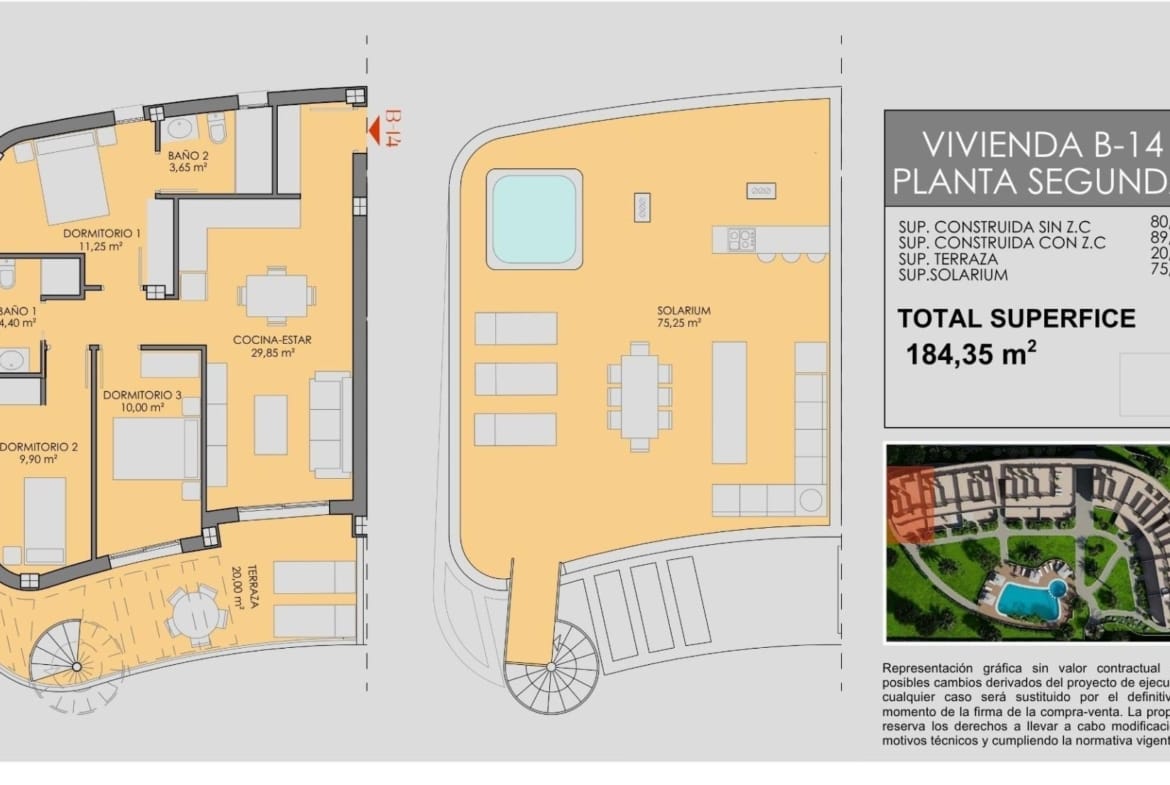 New Build 3 Bedroom Penthouse Apartment with Solarium for Sale in La Serena Golf, Los Alcázares