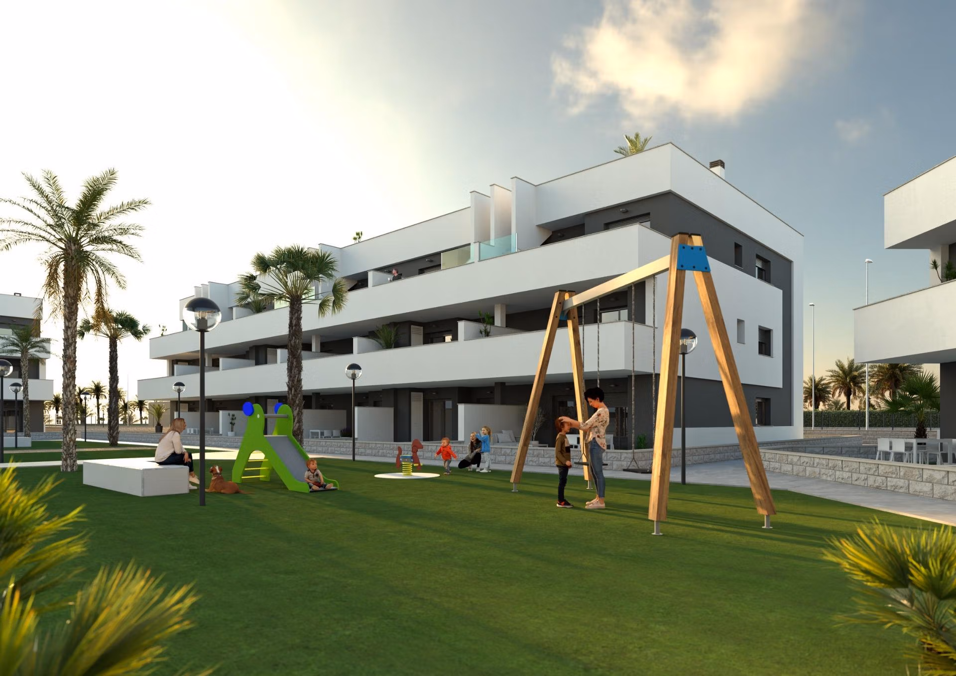 New-Build-Tourist-Licensed-Apartments-with-Lagoon-Views-in-El-Raso-Guardamar-del-Segura-2 2 slaapkamers toeristenappartement op de bovenste verdieping met privé zonnestudio te koop in El Raso