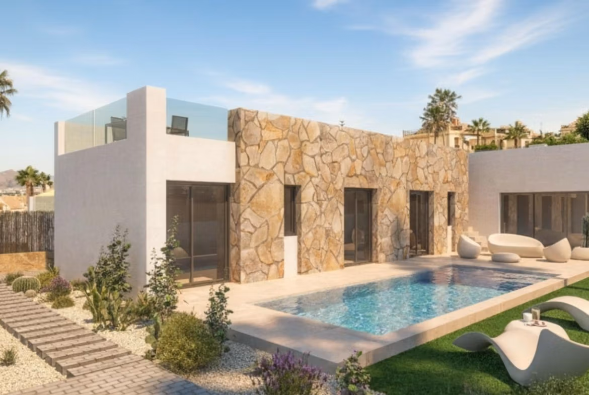 Luxuriöse mediterrane Neubauvillen mit privatem Pool neben La Finca Golf zum Verkauf in Algorfa