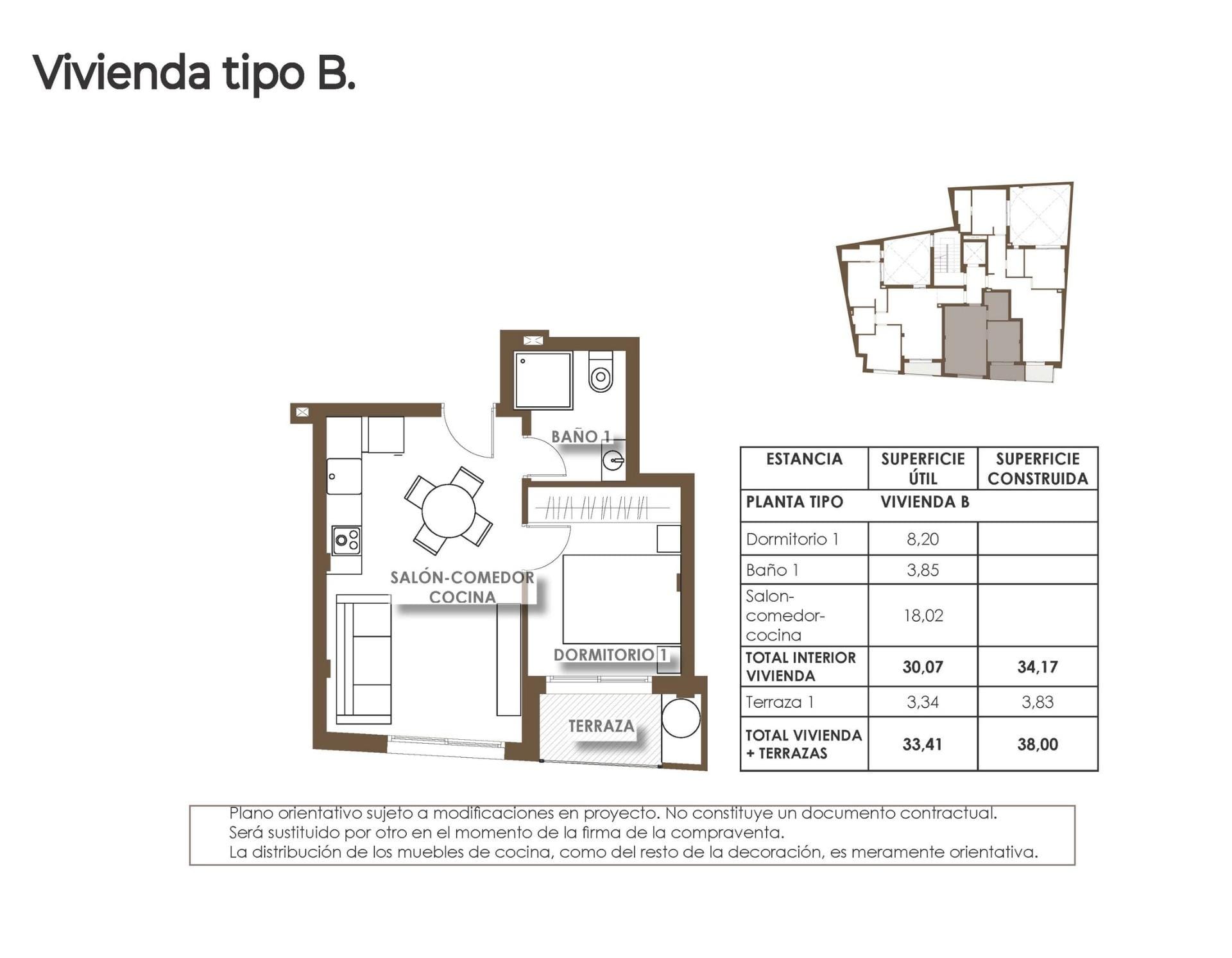 Compact New Build 1 Bedroom Apartment for Sale 250 m from El Cura Beach in Torrevieja
