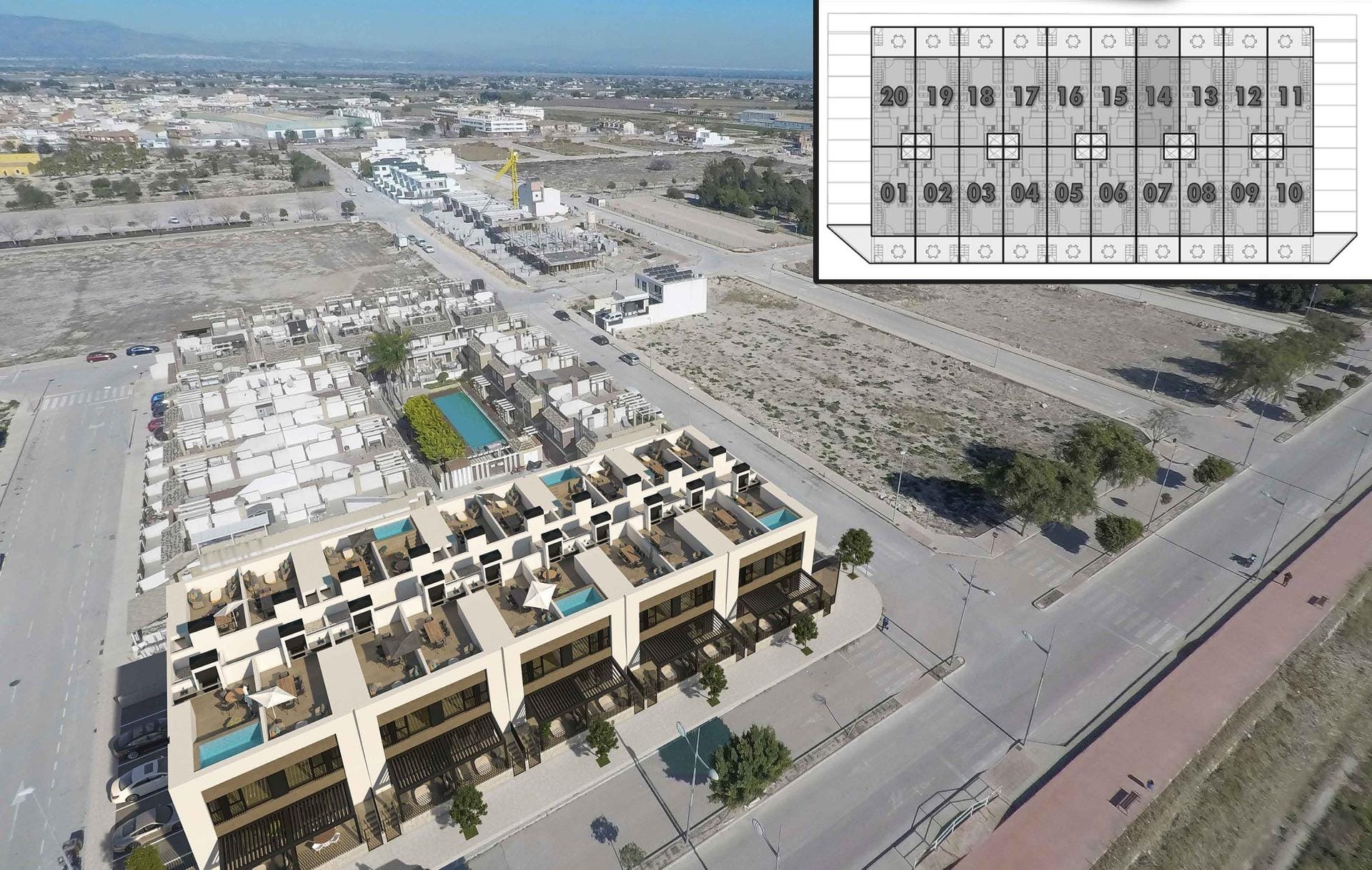 New Build 2 Bedroom Modern Townhouse with Communal Pool and Solarium for Sale in Dolores, Alicante