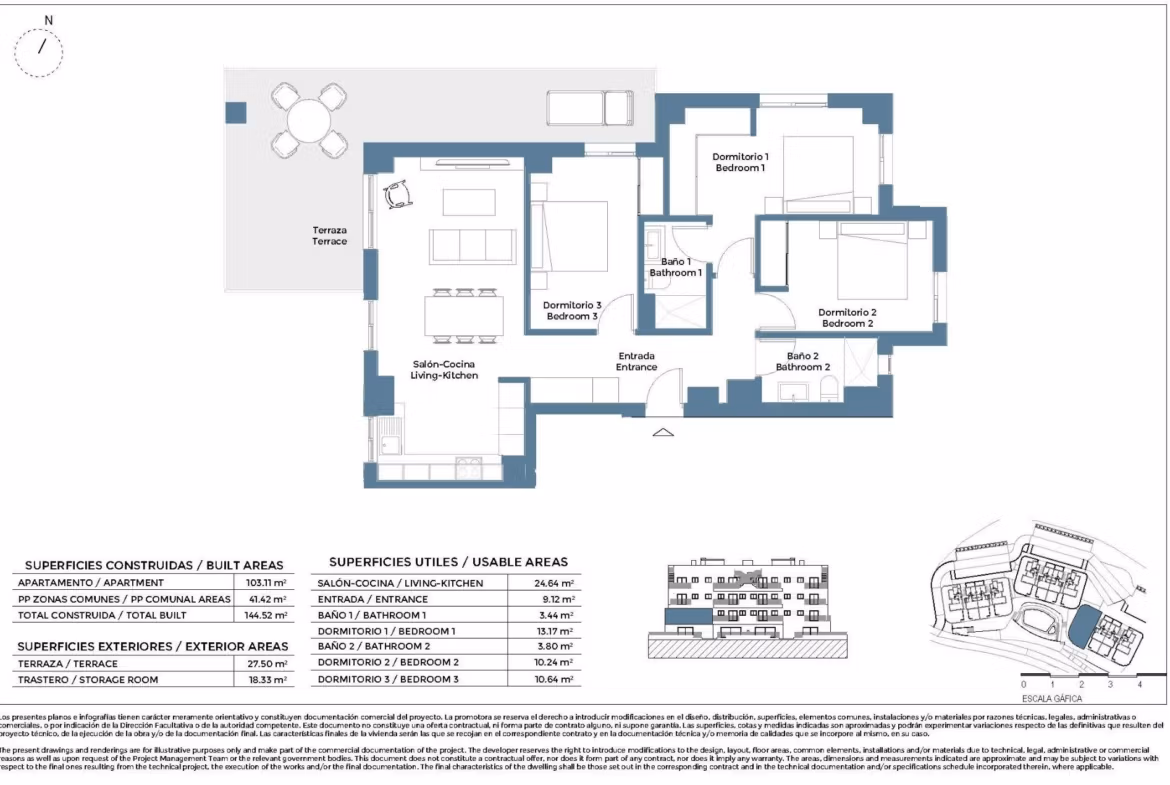 New Build 3 bedroom Apartments for Sale in Corvera Hills Golf, Murcia