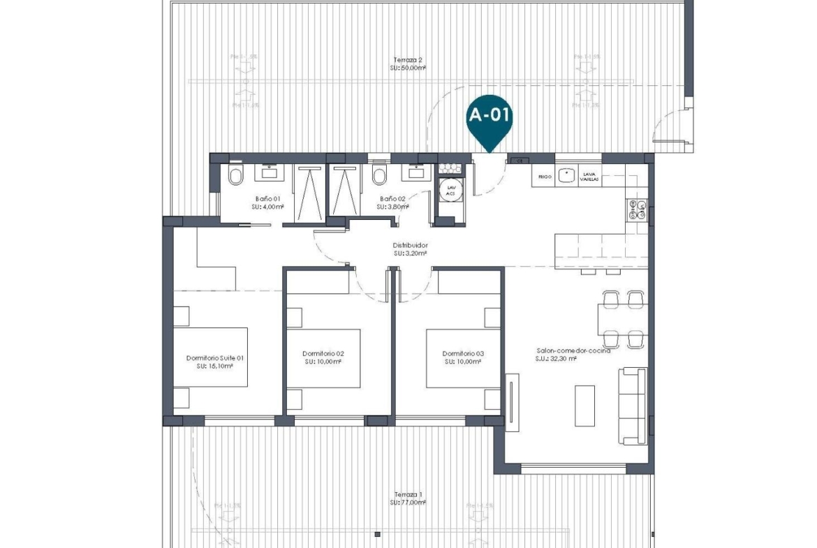 Second Phase: New Build 2 and 3 bedroom frontline golf Apartments for Sale in La Serena Golf, Los Alcázares
