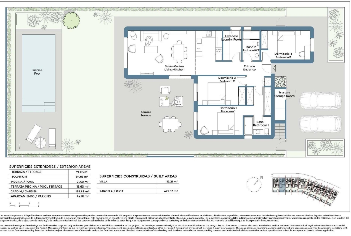 New Build 3 bedroom Frontline Golf Villas with Private Pool for Sale in Corvera Hills, Murcia