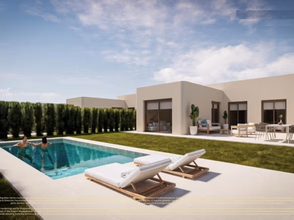 Nuove ville da golf Frontline con 3 camere da letto e piscina privata in vendita a Corvera Hills, Murcia