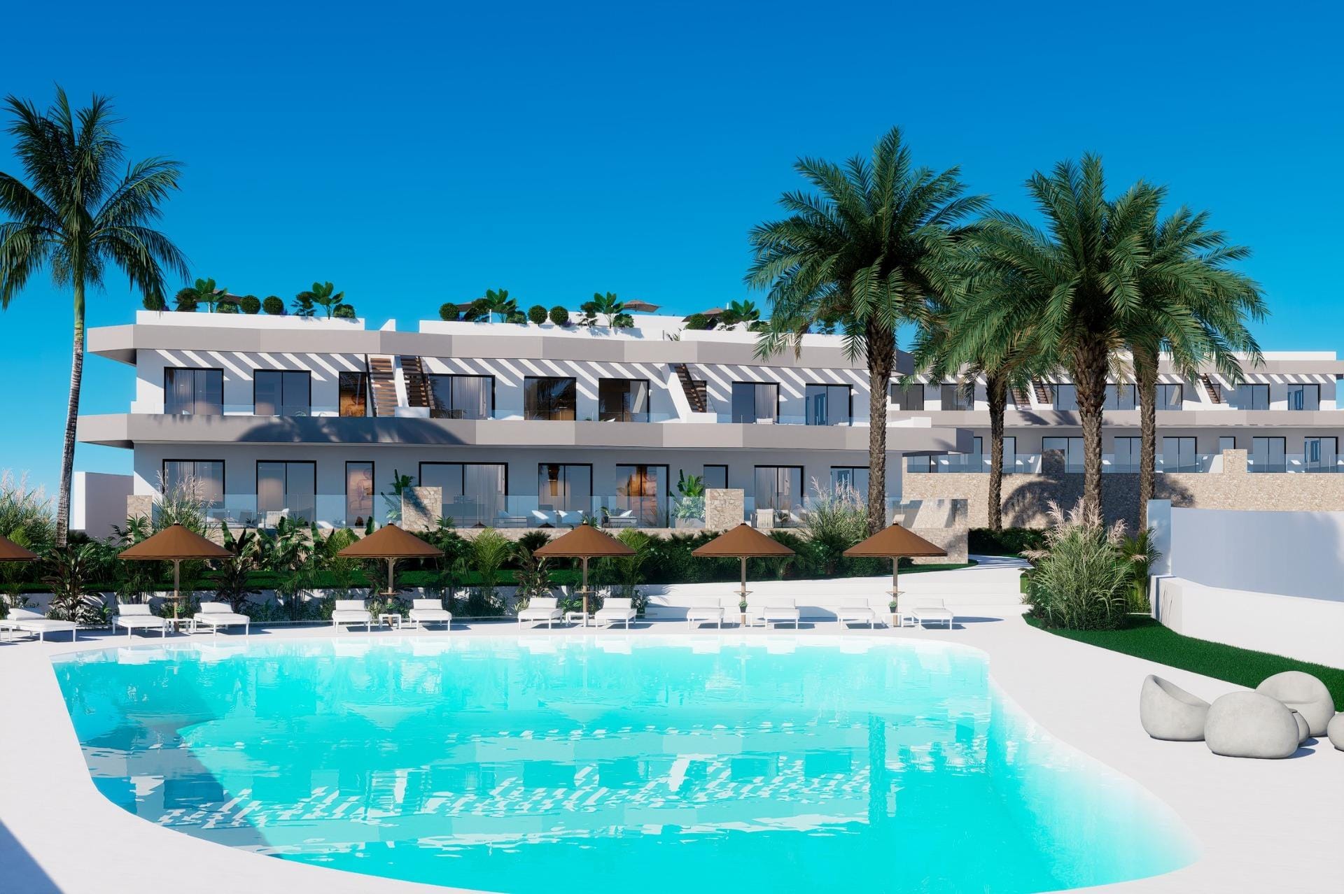Elegant New Build 3 Bedroom Ground Floor Bungalow with Sea Views for Sale in Finestrat, Costa Blanca