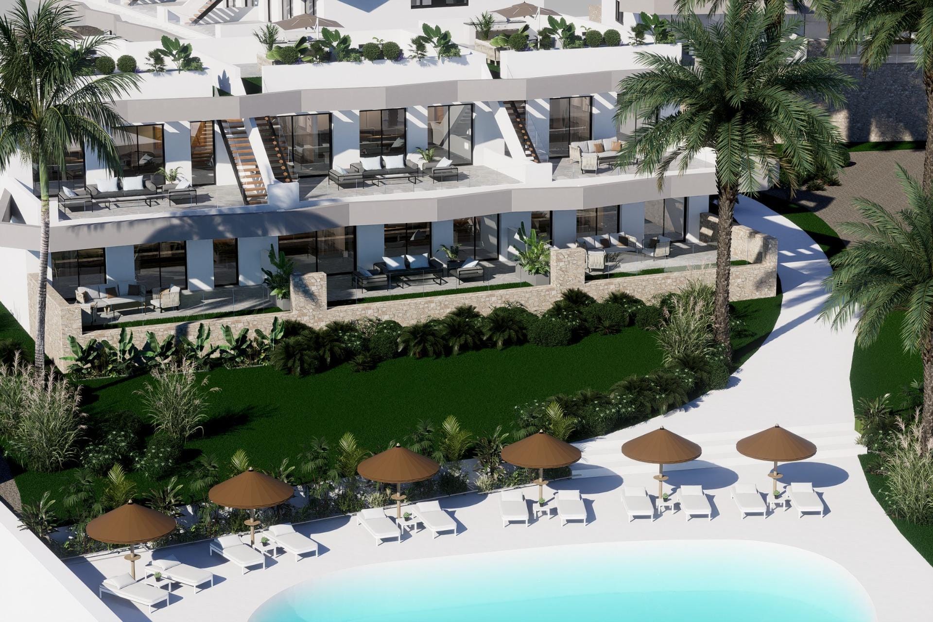 Elegant New Build 3 Bedroom Ground Floor Bungalow with Sea Views for Sale in Finestrat, Costa Blanca