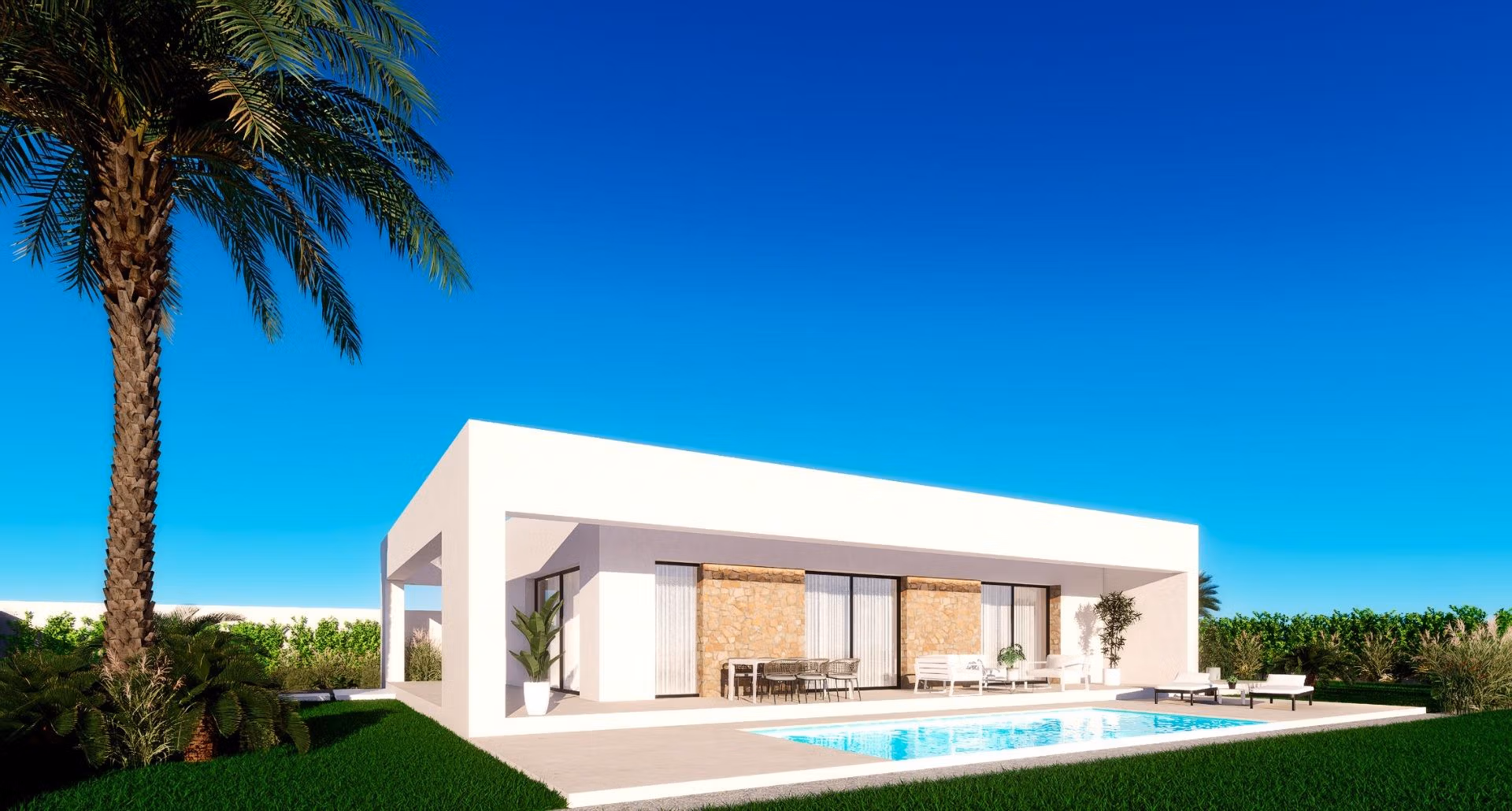 New Build 3 Bedroom Single-Storey Villa with Basement, Private Pool and Sea Views for Sale in Finestrat, Alicante