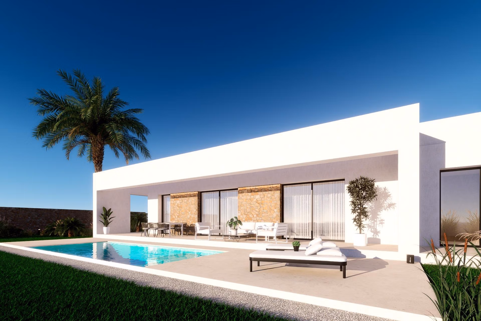 New Build 3 Bedroom Single-Storey Villa with Basement, Private Pool and Sea Views for Sale in Finestrat, Alicante