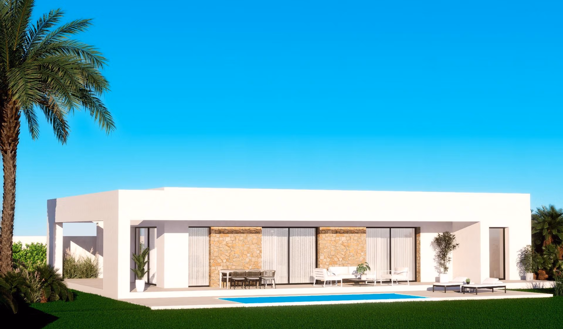 New Build 3 Bedroom Single-Storey Villa with Basement, Private Pool and Sea Views for Sale in Finestrat, Alicante