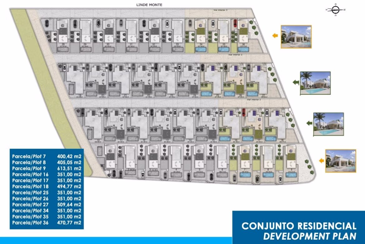 Stunning-New-Build-Villas-in-Polop-with-Sea-Views-42 Aerial layout of new build villas with private pools and sea views in Polop residential development plan