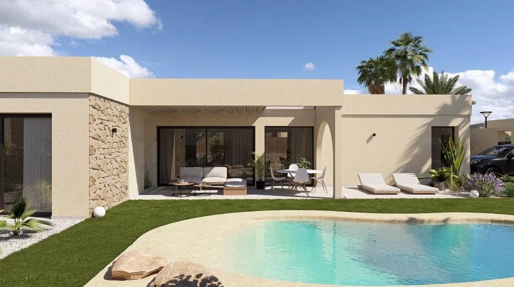 Single-storey new build villa with covered terrace and private pool in Altaona Golf Resort, Murcia