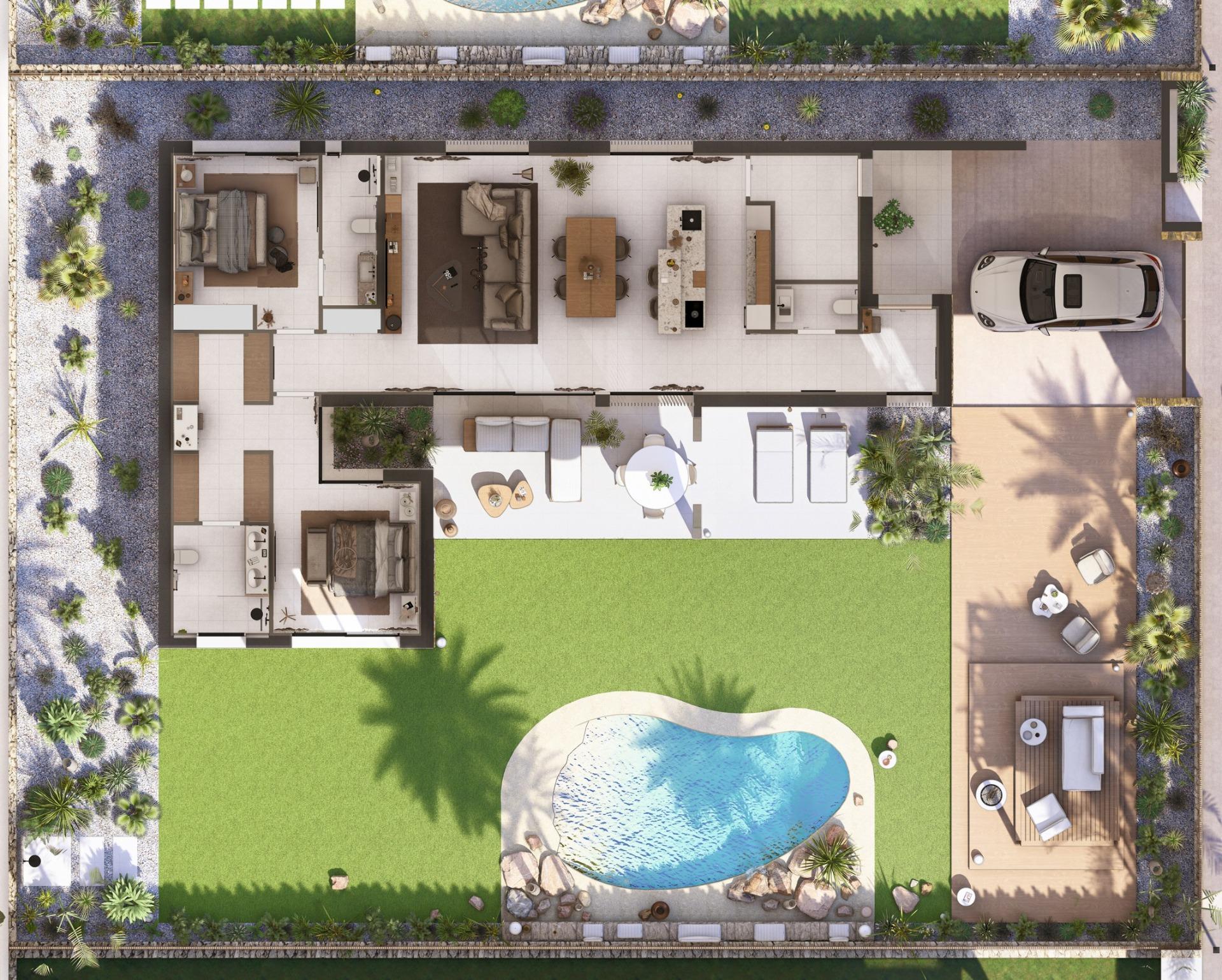 Contemporary Mediterranean 2 Bedroom with Pool for Sale in Altaona Golf Resort, Murcia