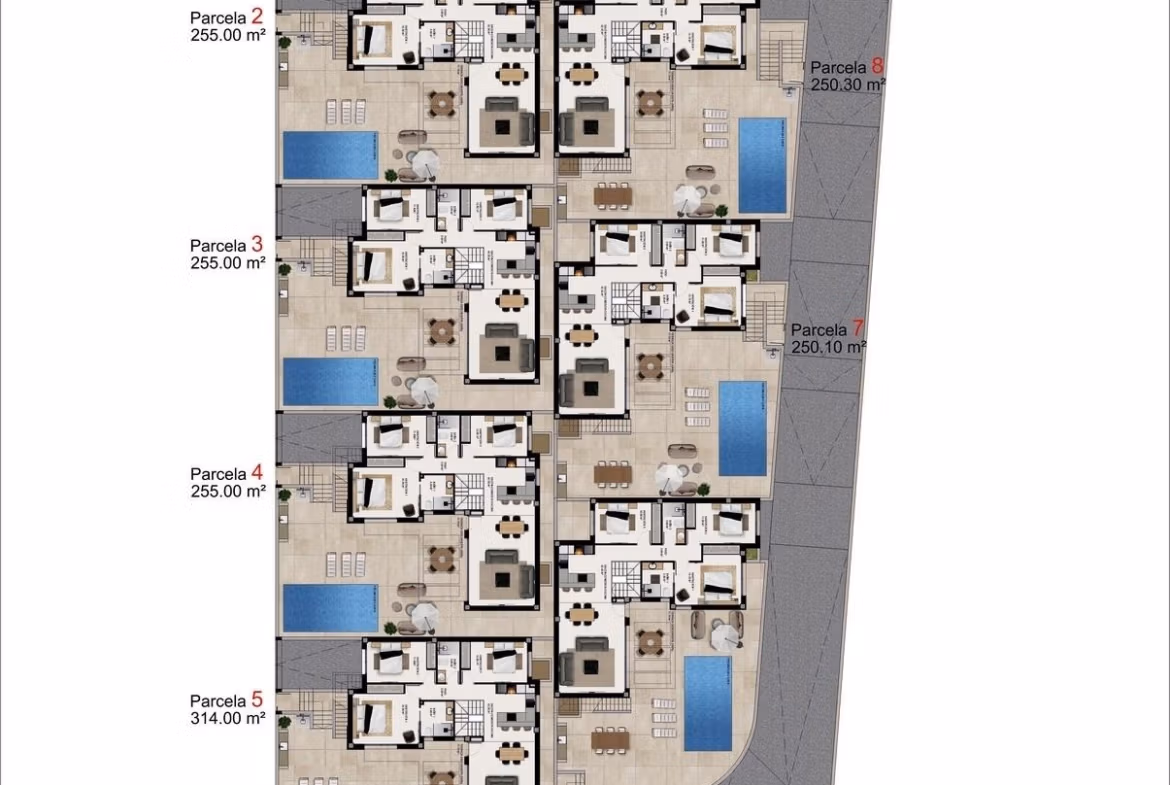 Exclusive-New-Build-Villas-for-Sale-in-Benijofar-Near-Ciudad-Quesada-3 Architectural floor plan of elegant single-storey new build villas with private pools in Benijófar, Costa Blanca.