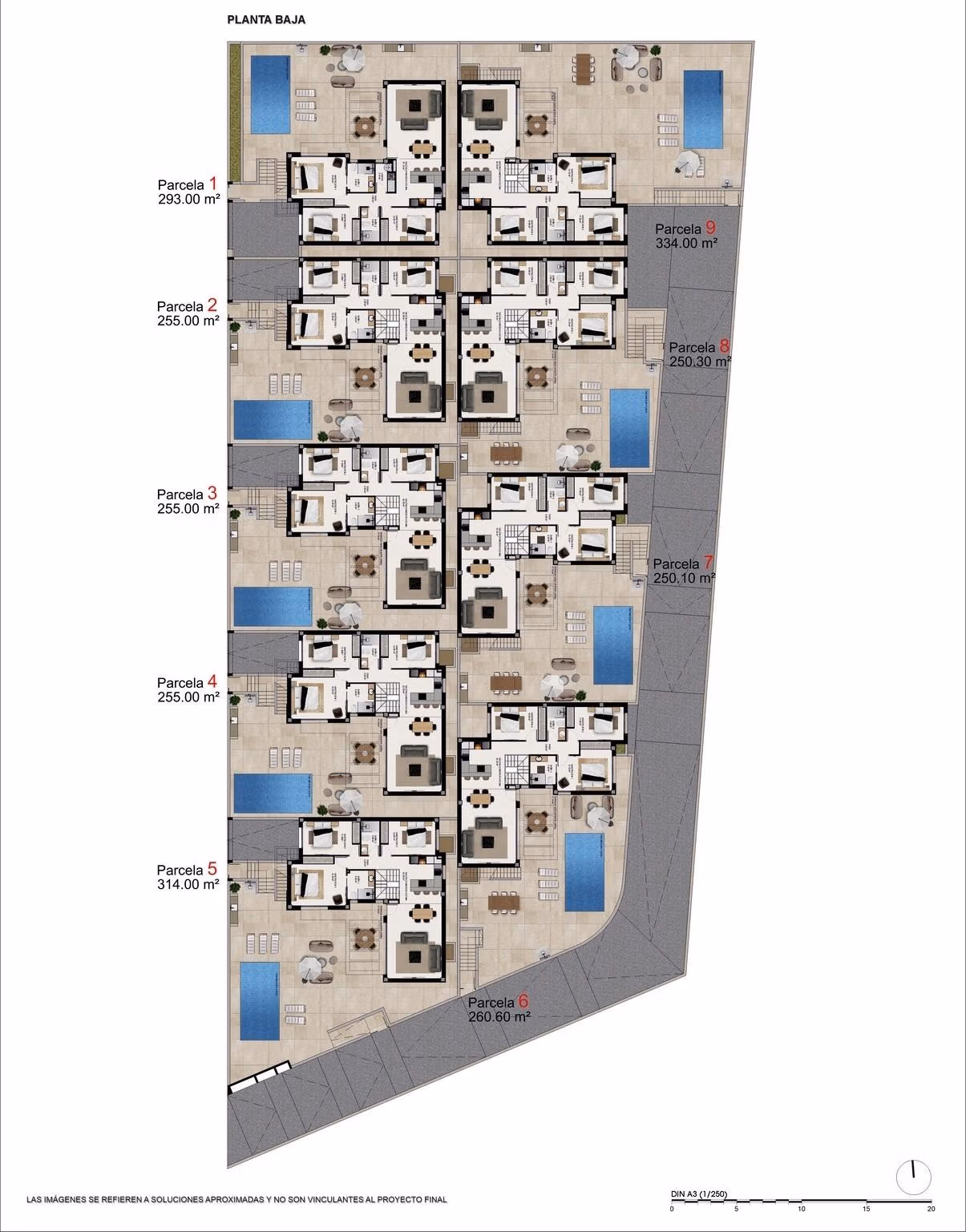 Exclusive-New-Build-Villas-for-Sale-in-Benijofar-Near-Ciudad-Quesada-3 Architectural floor plan of elegant single-storey new build villas with private pools in Benijófar, Costa Blanca.