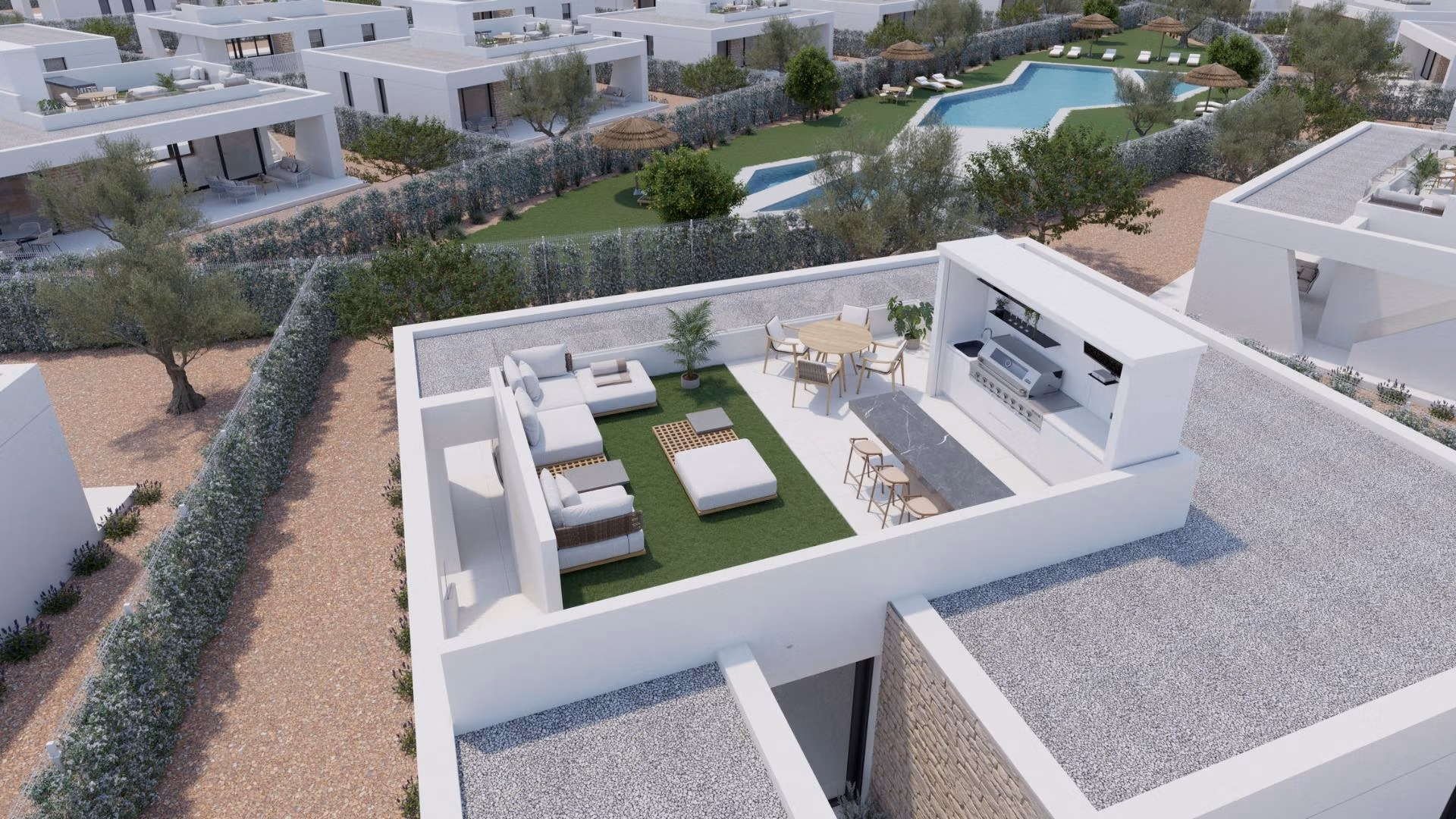 Contemporary Single-Storey New Build Villa with Private Pool for Sale in Hacienda del Álamo Golf Resort, Murcia – private pool