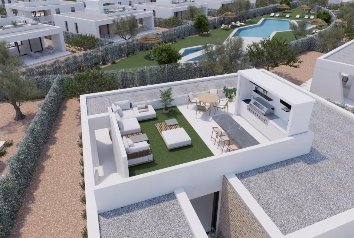 Contemporary Single-Storey New Build Villa with Private Pool for Sale in Hacienda del Álamo Golf Resort, Murcia – private pool
