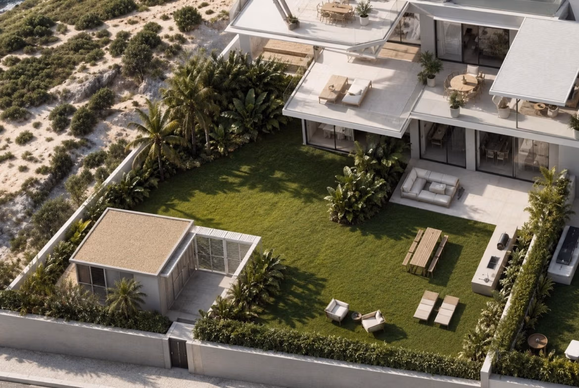 Modern elevated 2 bedroom penthouse with spacious terrace and garden area overlooking greenery in Cala de Finestrat.