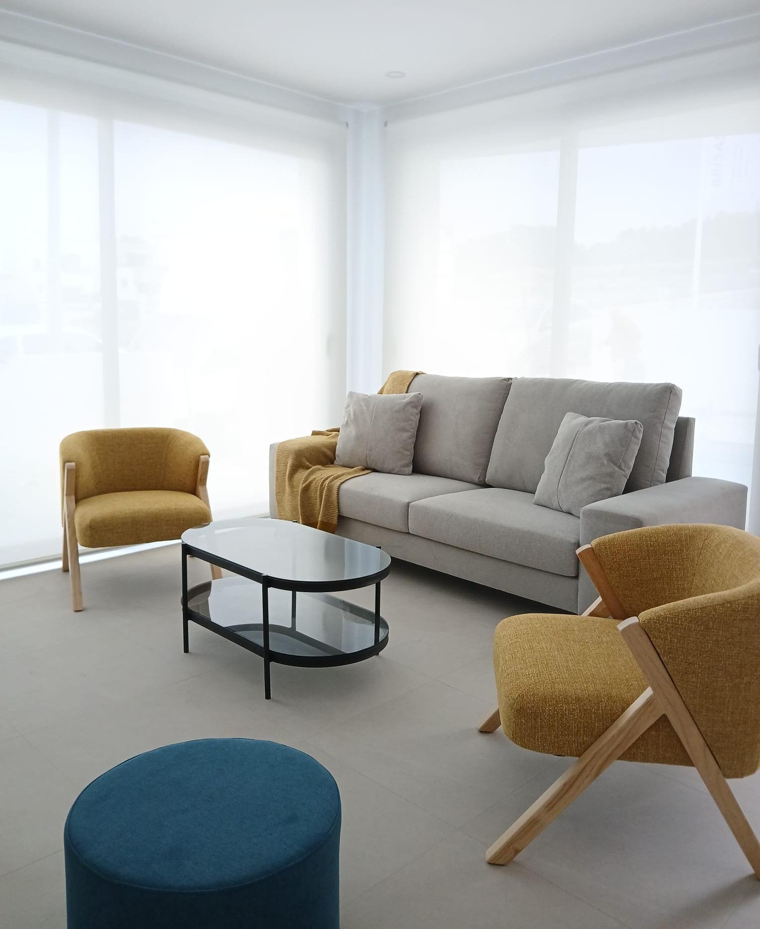 Alicante Bright living room with modern furniture in a new build quad property in Bigastro, Alicante